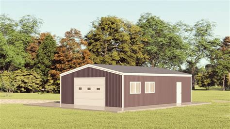 This building features a bay with a steel overhead door to easily allow vehicles and equipment to be stored inside. . 24x32 garage plans